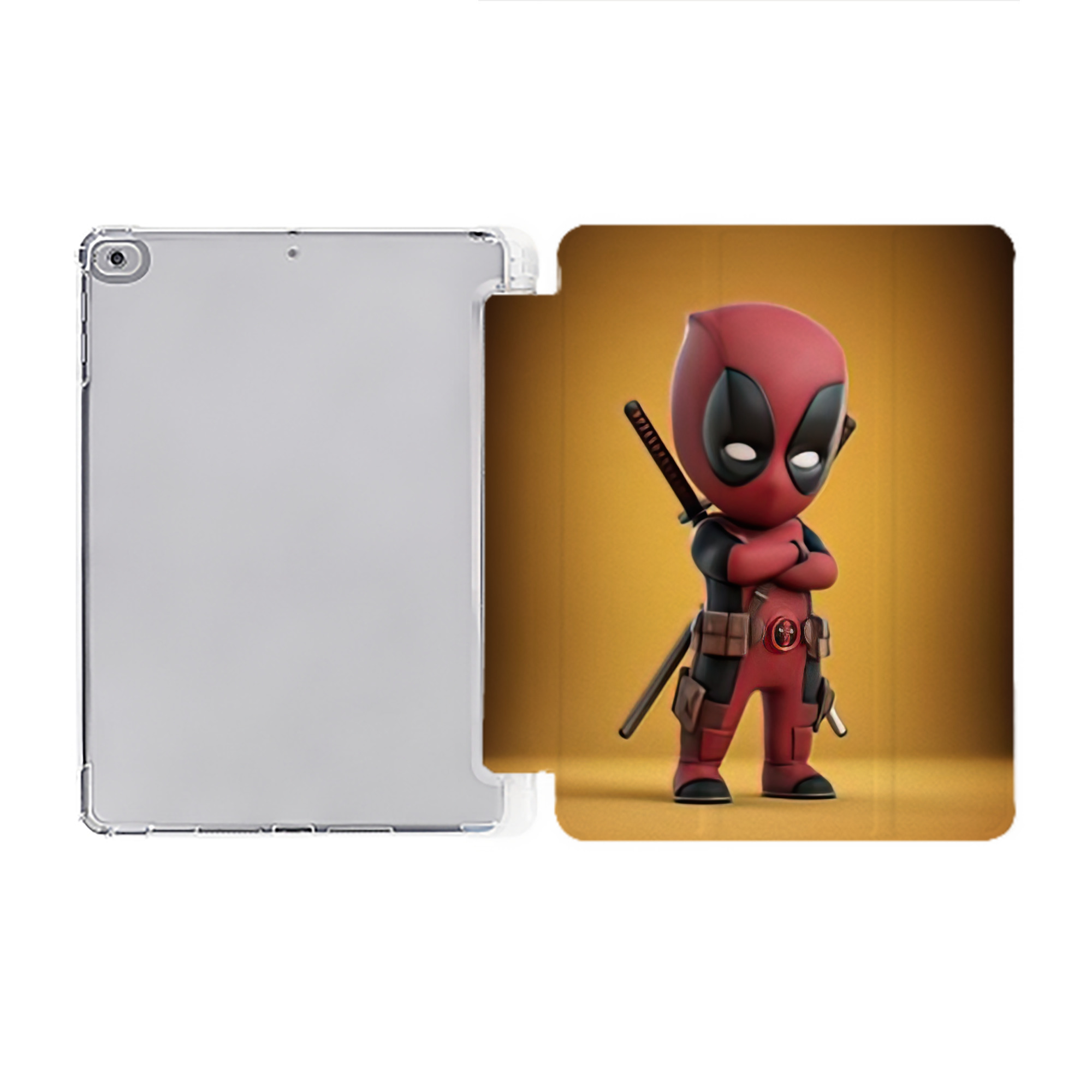 （画像用） Deadpool デッドプール IPad ケース ペン収納付き 三つ折りスタンド PUレザー×シリコン 対応機種9.5/10.5/10.9インチ